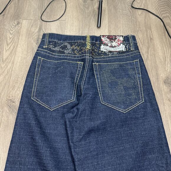 Southpole Studded Baggy Wide Leg Jeans 32x30 Mens Blue Denim Skate 90s Y2K - Picture 4 of 10